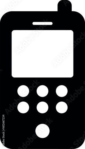 Retro mobile phone icon vintage cellphone silhouette