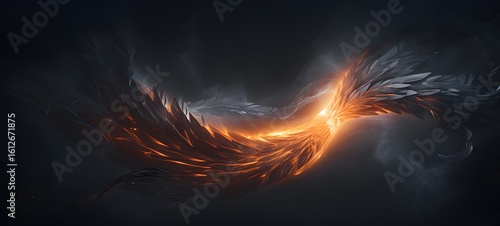 a light phoenix , coming out of the smoke, Generative AI