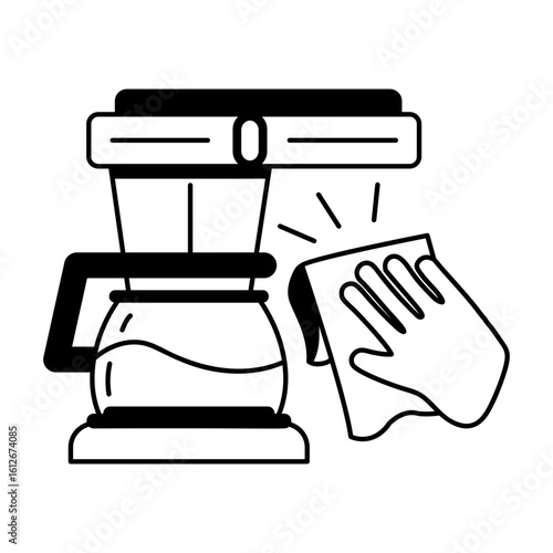 Cleaning coffee maker, glyph style icon 
