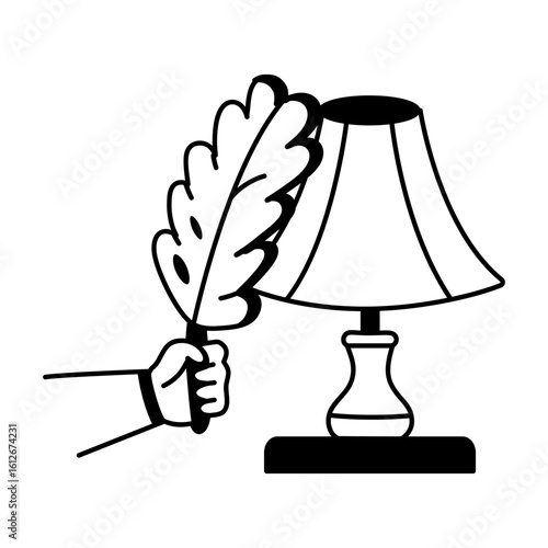Cleaning lamp icon in glyph style 
