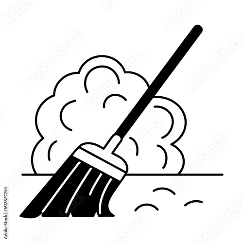 Sweeping broom icon in glyph style 
