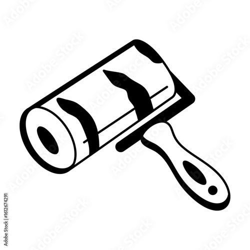 A glyph style icon of lint roller 
