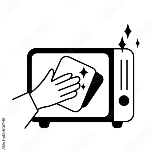 Cleaning microwave icon in glyph style 


