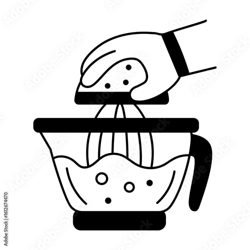 A glyph style icon of citrus juicer 
