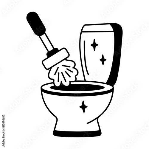 A glyph style icon of toilet brush 
