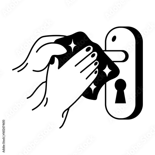 Wiping door handle icon in glyph style 
