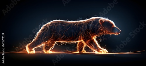 bear phoenix Wireframe, highly detailed, Generative AI