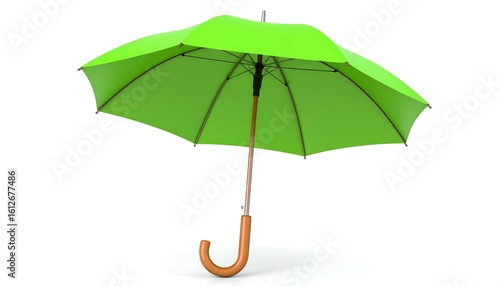 Green umbrella on white background