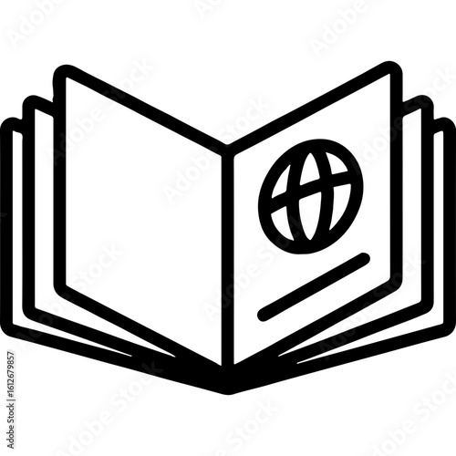 World Tourism Day Passport Icon, Global Travel Document Vector, Open Booklet with Earth Symbol, International Journey Concept