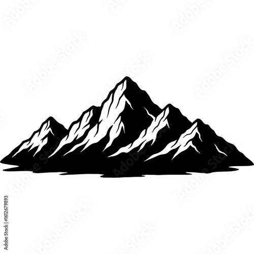 Striking mountain range vector illustration, ideal for global tourism, outdoor adventure, hiking, and nature travel concepts.