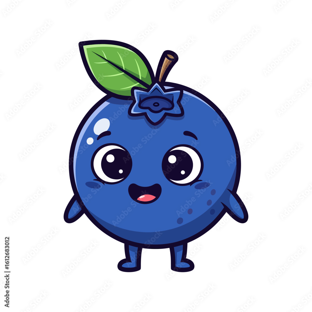 Cute Cartoon Blueberry Character Waving illustration Cute Cartoon Blueberry Character Waving illustration