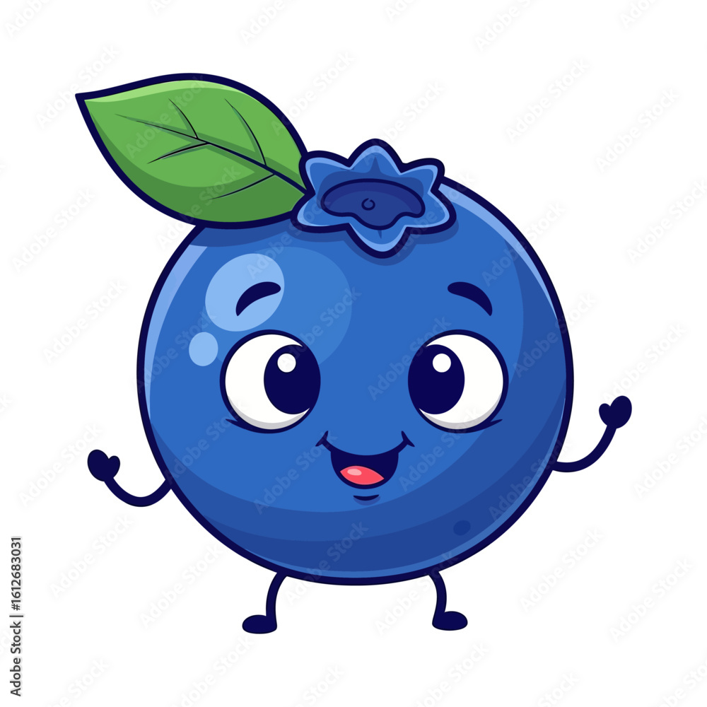 Obraz premium Cute Cartoon Blueberry Character Waving illustration