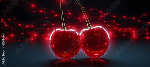 cherry Wireframe,creative commons attribution, Generative AI