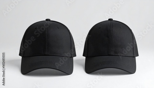 Wallpaper Mural Two black baseball caps mock up on white background Blank apparel. Torontodigital.ca