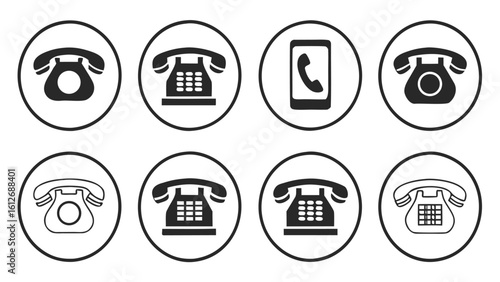 Modern telephone icons Collection of communication icons including phone mail and signal symbols