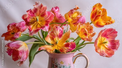 Wallpaper Mural Vibrant multicolored tulips in a decorative vase. Torontodigital.ca