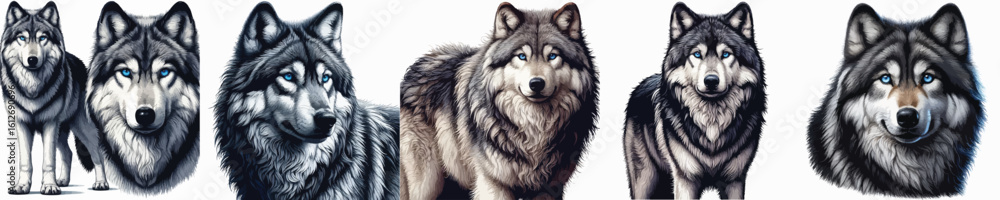 Obraz premium vector image of a wolf with a white background