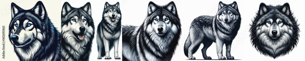 Fototapeta premium vector image of a wolf with a white background