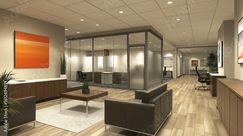 Sleek Contemporary Office with Frosted Glass Walls