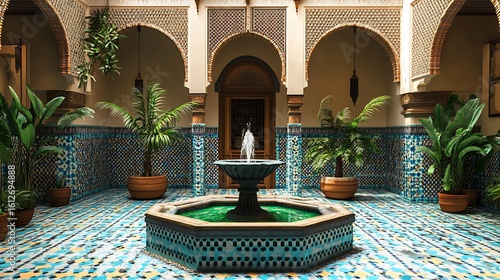 Architecture of an old stone palace courtyard with columns and arches, reminiscent of the Alhambra