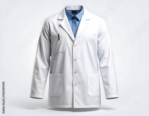 Blank White Medical Lab Coat Mockup on Transparent Background