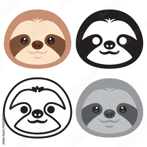 ナマケモノの顔アイコンセット