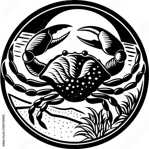 crab (linocut style)