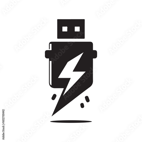 flash drive vector silhouette clip art logo design illustration