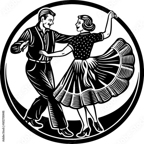 couple dancing (linocut style)