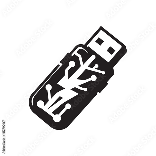 flash drive vector silhouette clip art logo design illustration