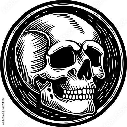 skull (linocut style)