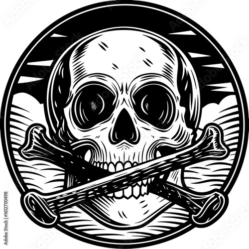 skull (linocut style)