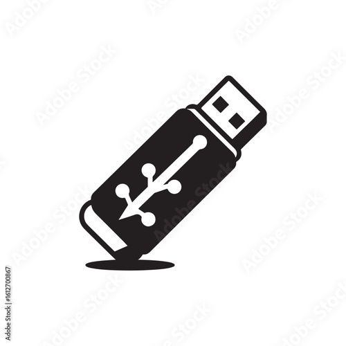 flash drive vector silhouette clip art logo design illustration