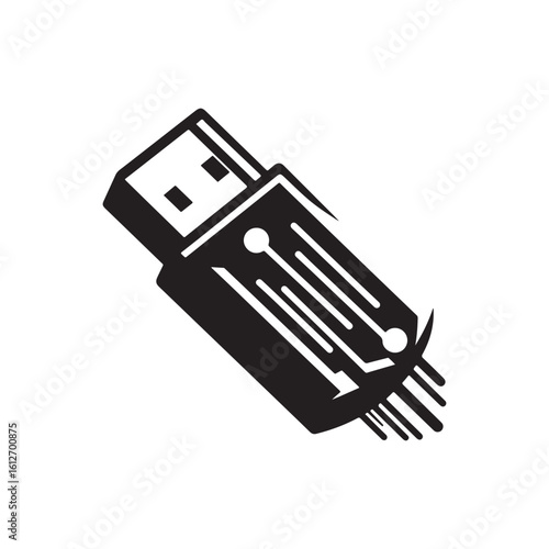 flash drive vector silhouette clip art logo design illustration