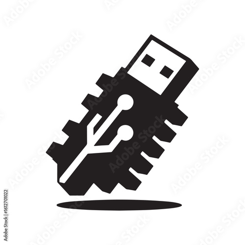 flash drive vector silhouette clip art logo design illustration