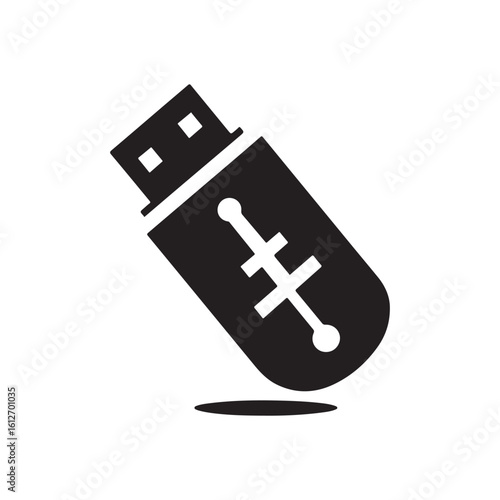 flash drive vector silhouette clip art logo design illustration