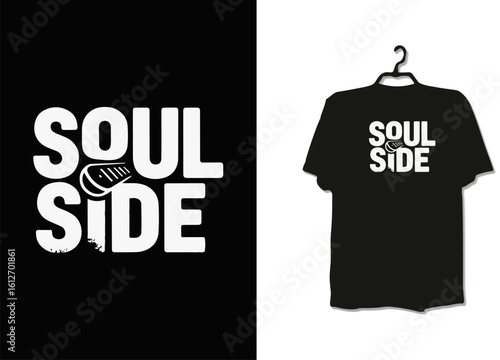 SOUL SIDE T-Shirt Design with Shoe Sole Typography and Dripping Letter Art