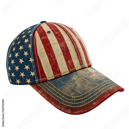 Patriotic American Flag Hat Isolated on Transparent Background