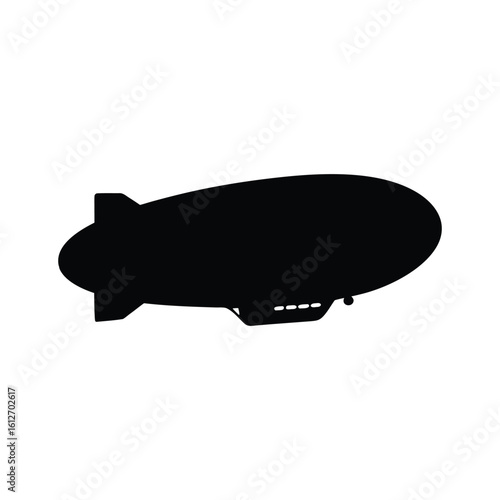 Black and white balloons float through the sky, a vector illustration reminiscent of an airship's graceful flight a classical air ship silhouette vector icon illustration on white background