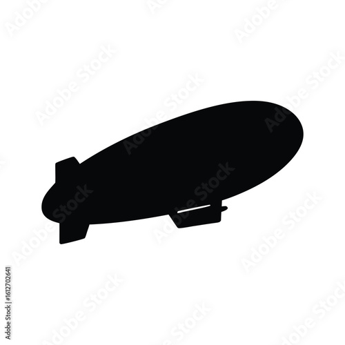 a classical air ship silhouette vector icon illustration on white background minimalist flat black