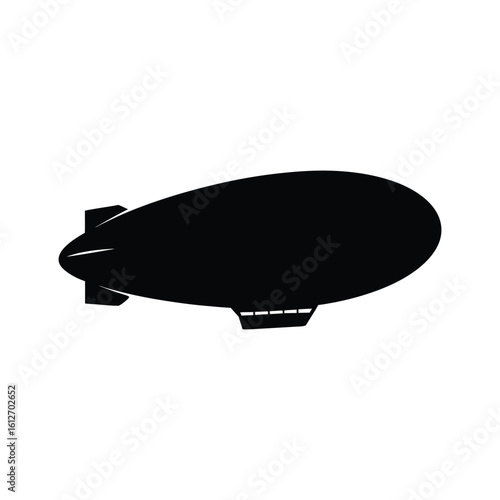 Black and white hot air balloon isolated against the sky, a classic airship for travel and flight silhouette black bold vector icon illustration on white background