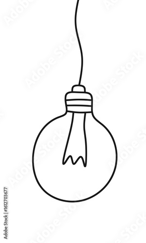 Sharp Insight: A bold line art lightbulb with a distinct, jagged filament, signifying sharp ideas, sudden insights, and impactful innovation.