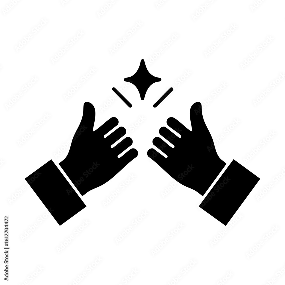 Obraz premium Two hands high fiving with sparkles, great for celebratory designs, motivational content, teamwork concepts, success visuals, and positive messages.