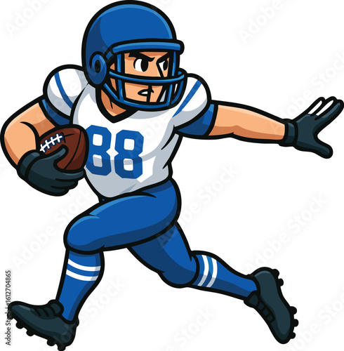 dynamic American football player running with the ball