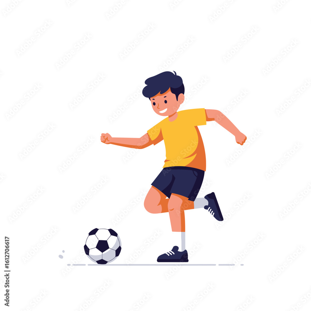 Obraz premium Young Boy Playing Soccer with Enthusiasm