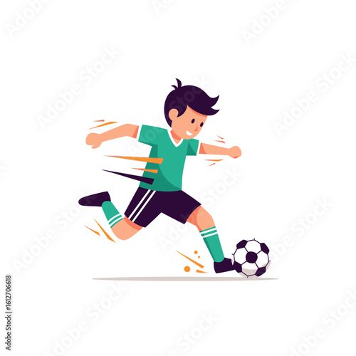 Young Boy Playing Soccer with Enthusiasm