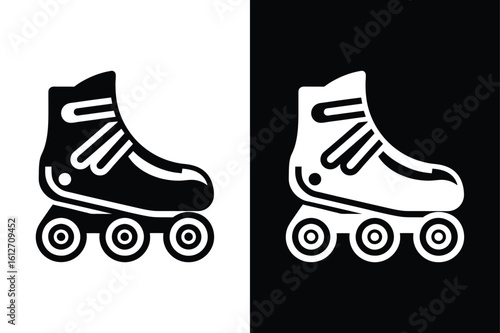 Sporty Rollerblades Icon silhouette Illustration for Skating Themes