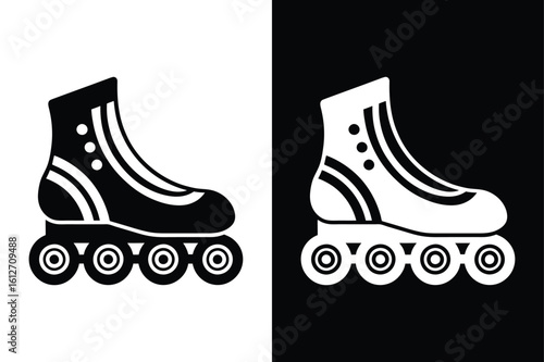 Rollerblades Shoe Icon silhouette. Simple Vector for Active Lifestyle