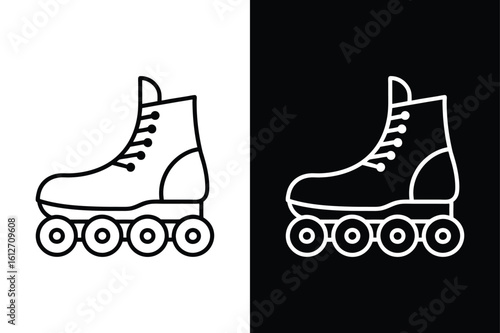 Rollerblades Line Art Icon. Minimalist Vector Illustration of Skates