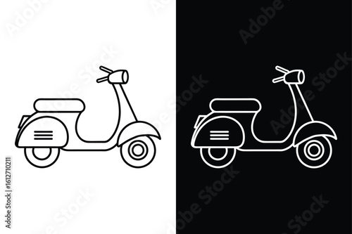 Vintage Scooter Line Art Vector. Minimalist One Line Drawing Design